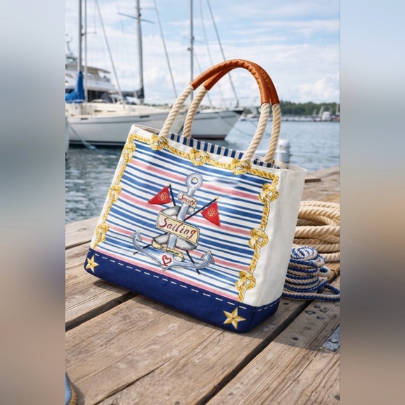 Brighton "Sail Into Summer" Nautical Canvas Tote Bag | NWT | $100 Retail - Picture 3 of 9
